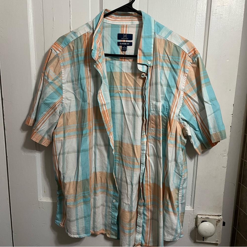 ⚡️ George Blue and Orange Casual Button Down Shirt